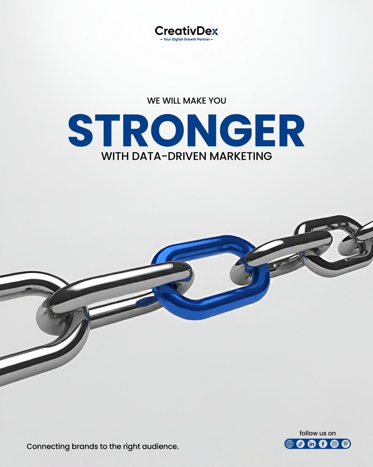 Growth marketing creative with chain-link visual